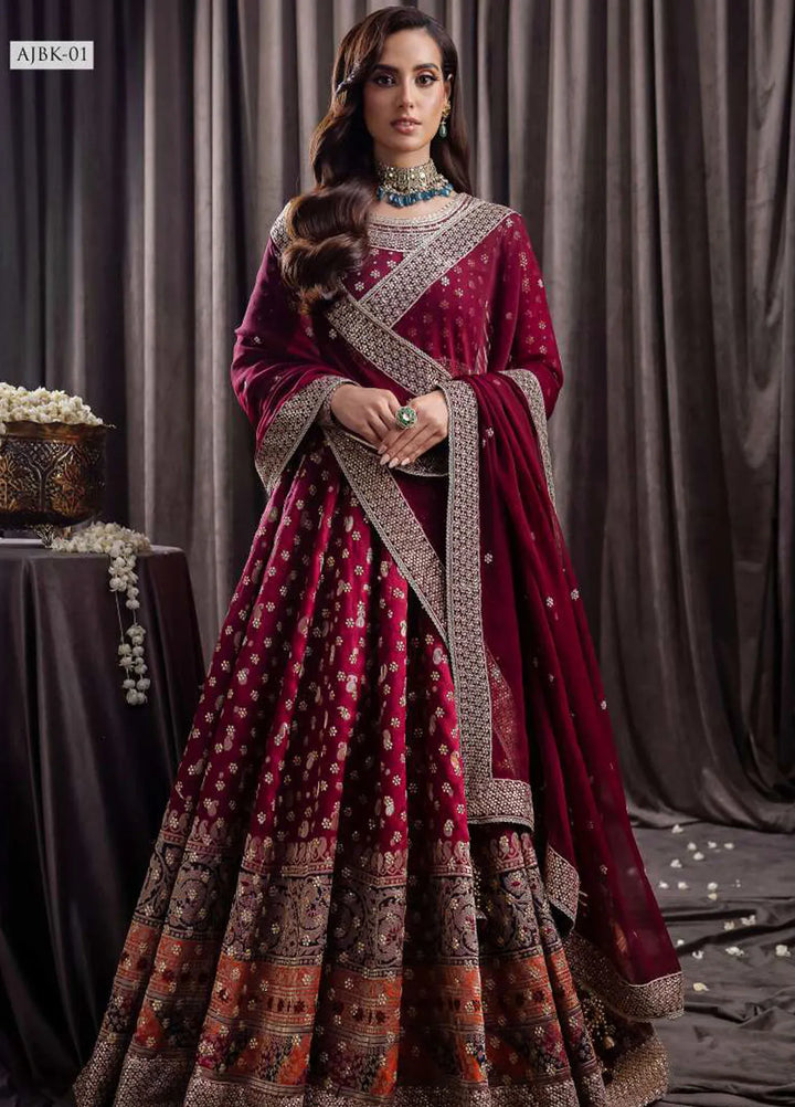 Bekhudi By Asim Jofa Embroidered Chiffon Unstitched Suit 3 Piece AJ23B AJBK-01 - Luxury Collection