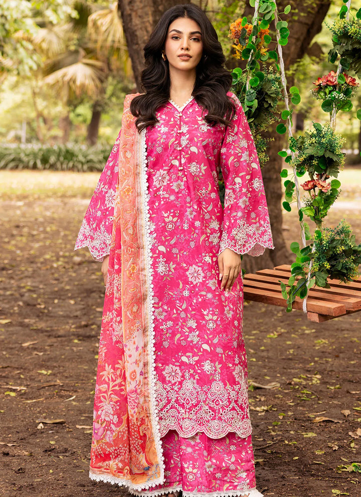 Bella By Fiona Embroidered Chikankari Suit Unstitched 3 Piece FO24B Begonia - Summer Collection