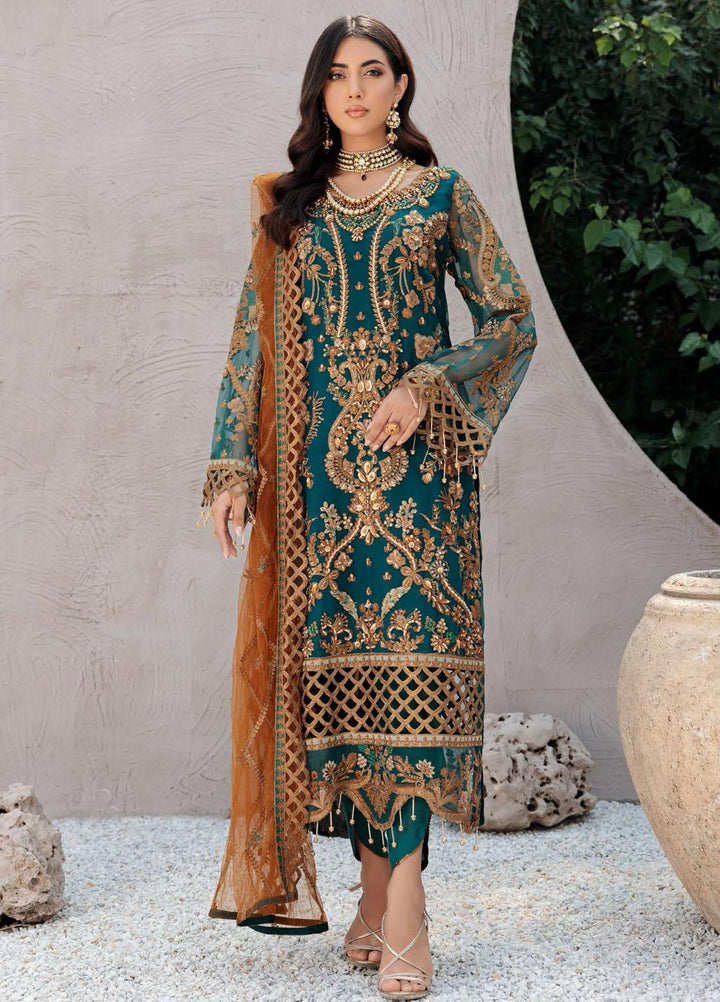 Belle Robe by Emaan Adeel Embroidered Organza Suits Unstitched 3 Piece EA22BR-5 BL-506 - Luxury Collection