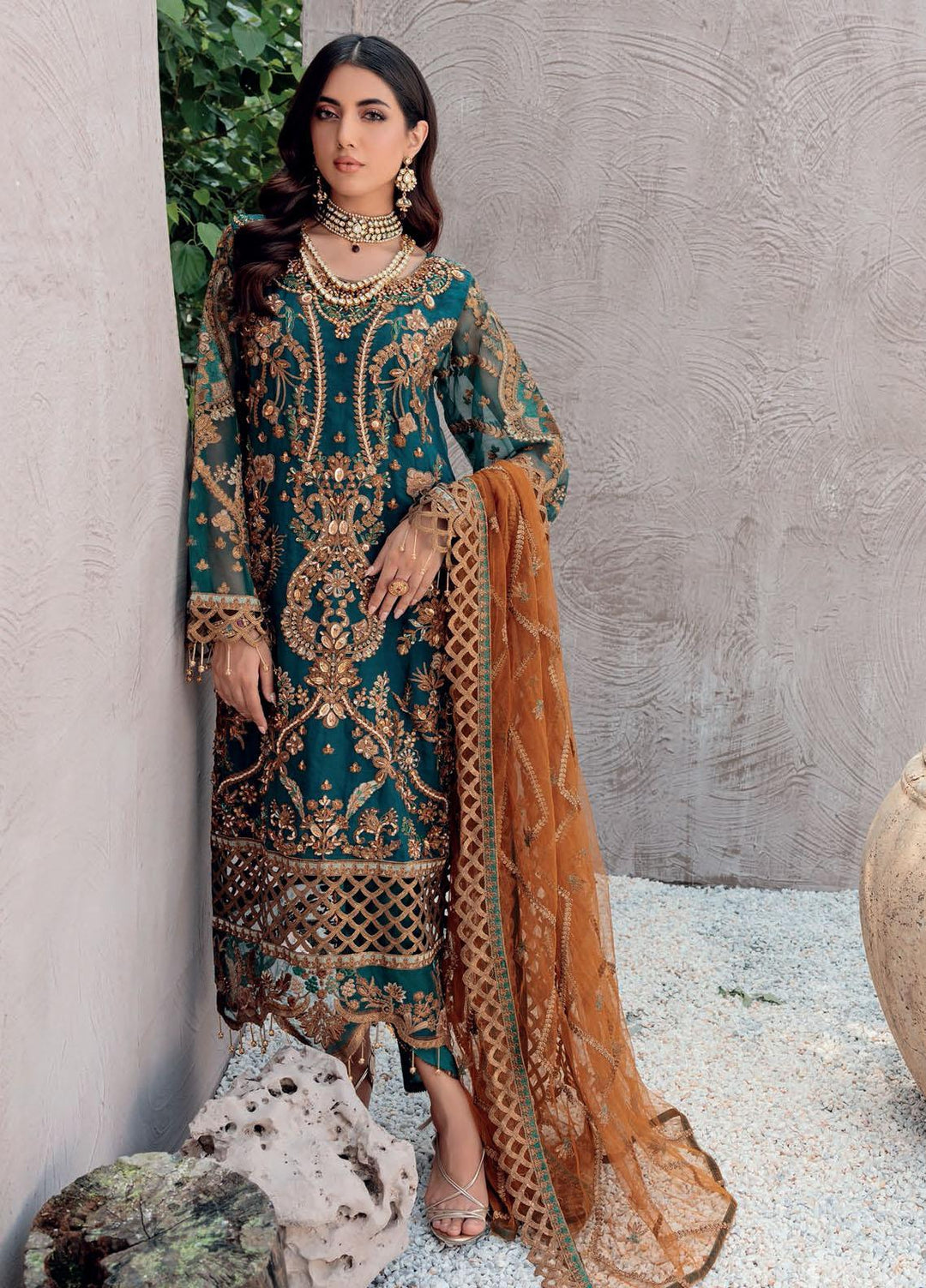 Belle Robe by Emaan Adeel Embroidered Organza Suits Unstitched 3 Piece EA22BR-5 BL-506 - Luxury Collection