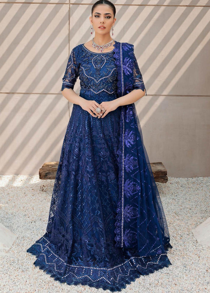 Belle Robe by Emaan Adeel Embroidered Net Suits Unstitched 3 Piece EA22BR-5 BL-510 - Luxury Collection