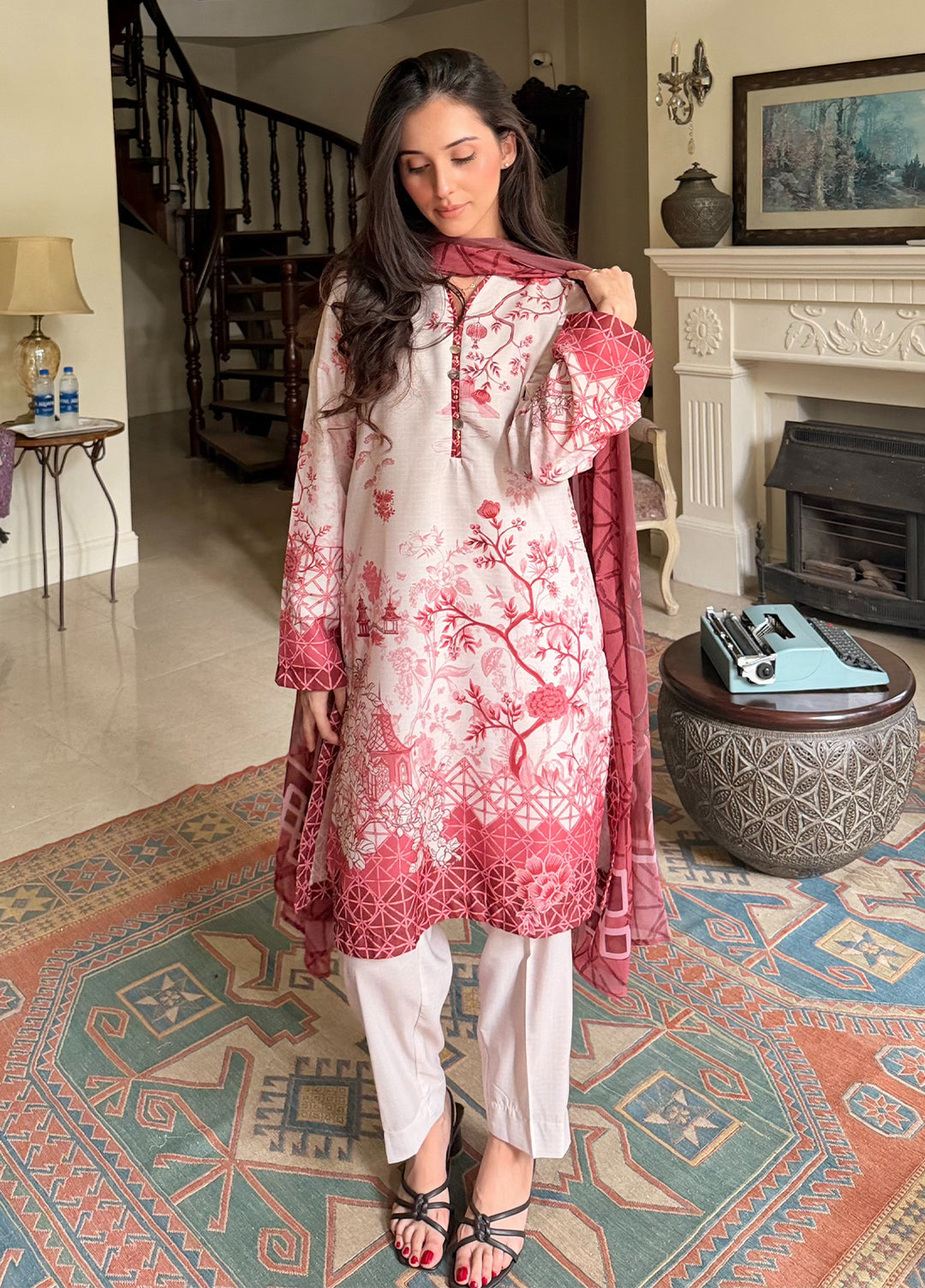 Bella Vacanza by Sahane RTW Printed Poly 3 Piece Suit PY7007 Casual Collection