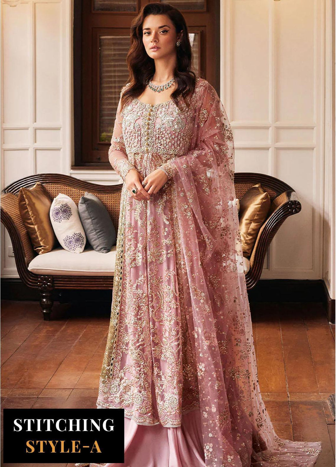 Mushq Embroidered Net Suits Unstitched 4 Piece MQ24BM BOM-04 Luster - Luxury Collection