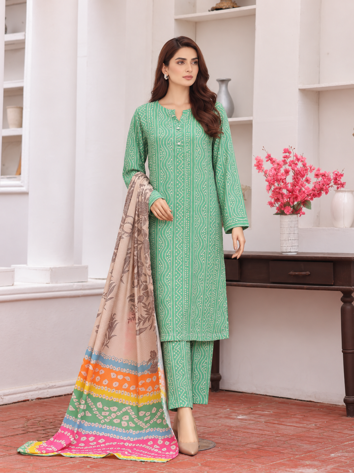 Hz Textiles Unstitched Printed Viscose Twill 3 Piece Suit HZ26UVT VT-5033 - Winter Collection