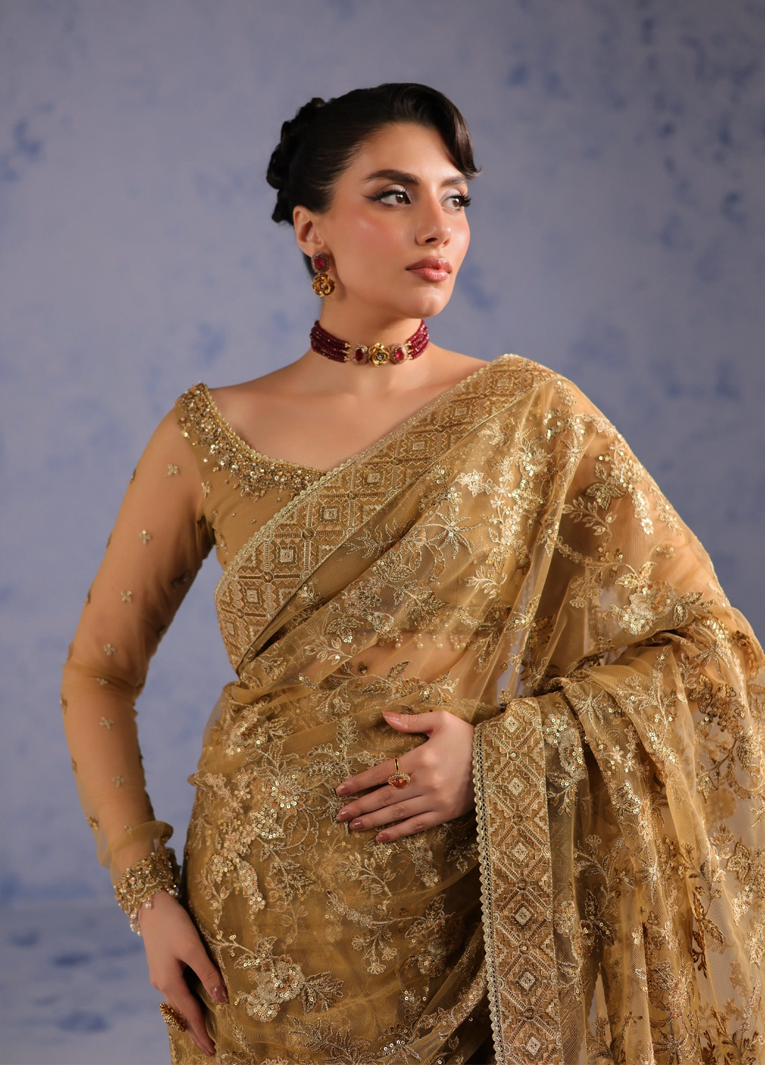 Amoris by Imran Ramzan Embroidered Net 3 Piece Suit Eblouissant Bijoutee - Wedding Collection