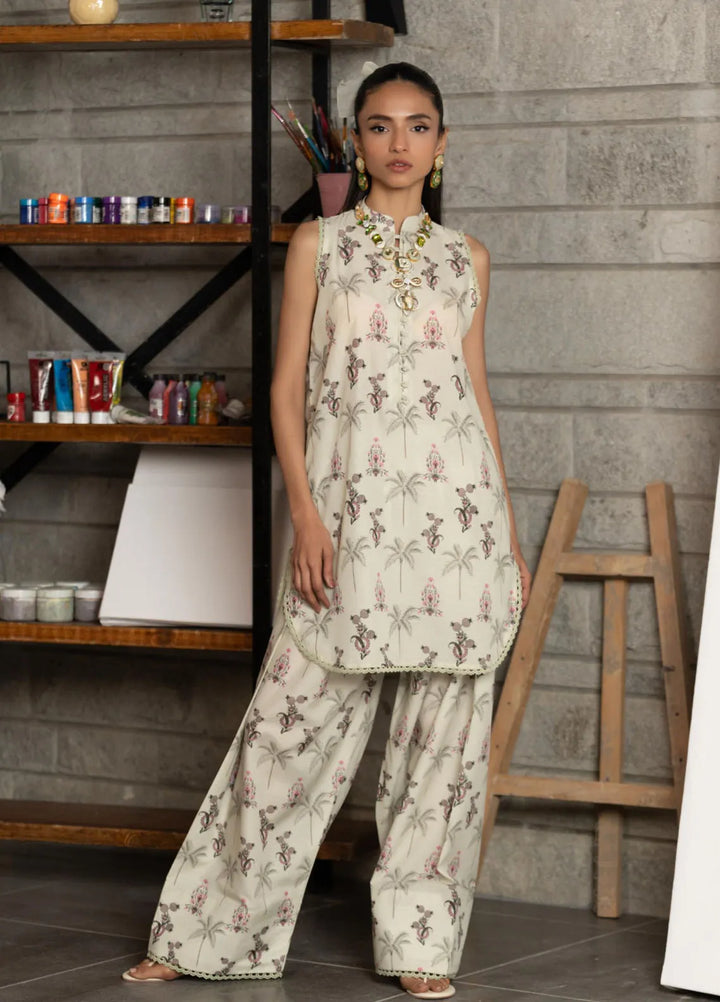 Bikharte Rung by Aisha Somaya Pret Printed Lawn Silk 2 Piece Suit Palm Whispers