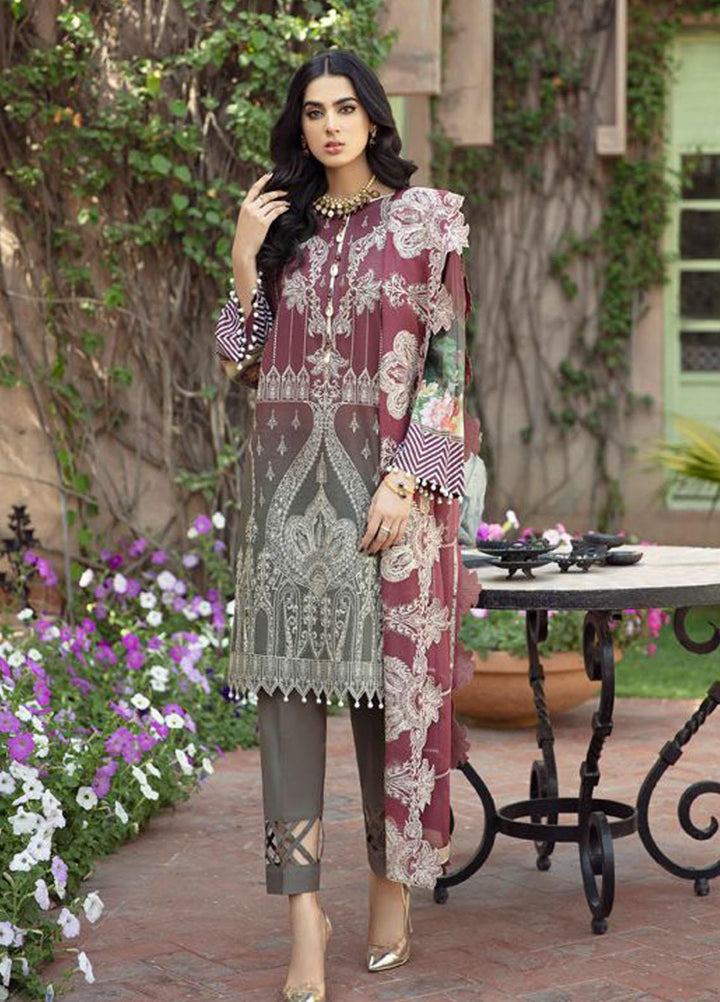 BIN ILYAS Embroidered Lawn Suits Unstitched 3 Piece BI21LL 3-B - Summer Collection