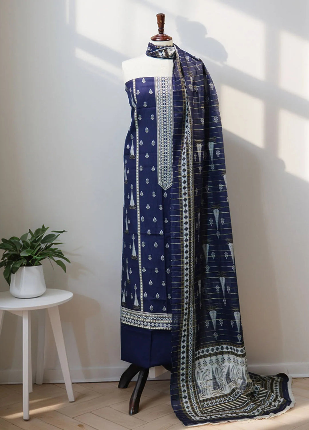 Bin Saeed Printed Suit Unstitched 3 Piece D-48 - Fall Collection
