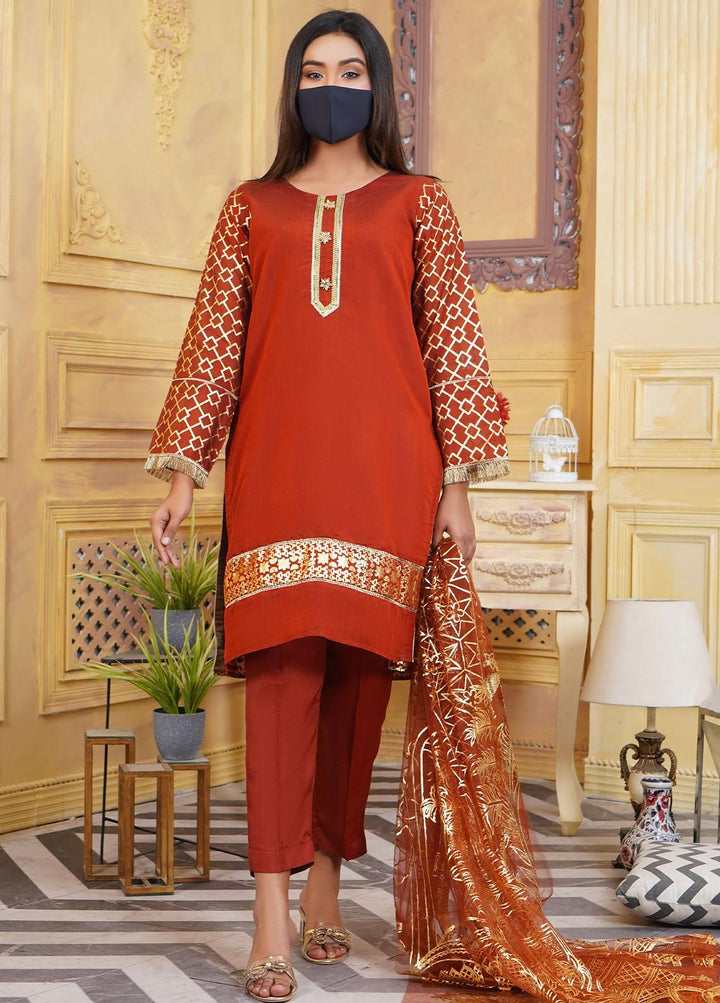 Bint-al-Bilaad Pret  Organza 3 Piece Suit BAB23ED Orange 2048