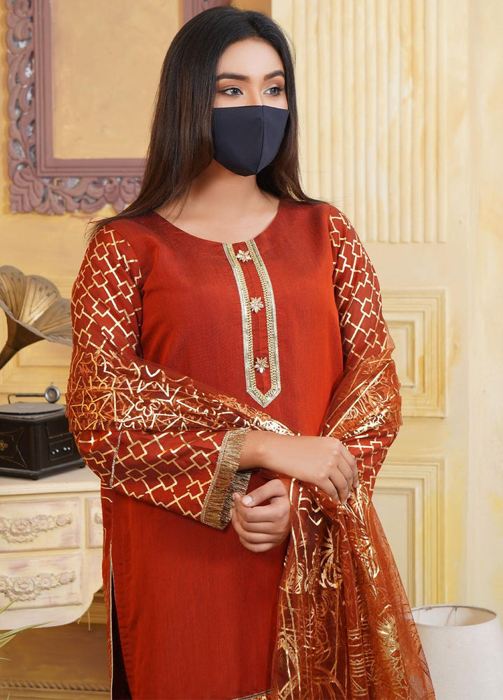 Bint-al-Bilaad Pret  Organza 3 Piece Suit BAB23ED Orange 2048