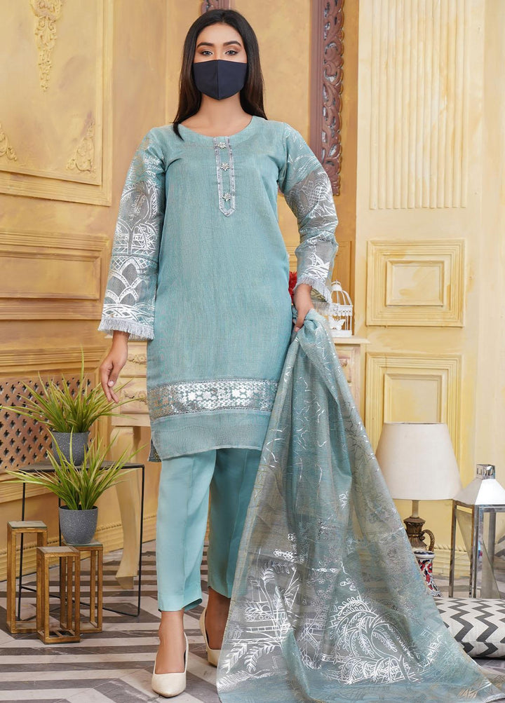 Bint-al-Bilaad Pret  Organza 3 Piece Suit BAB23ED Blue  2048