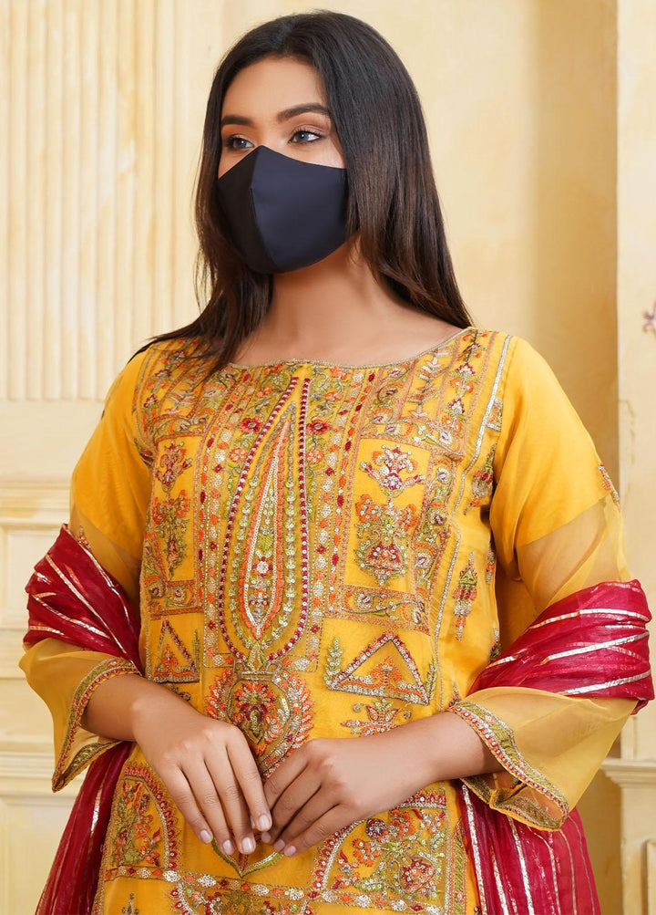 Bint-al-Bilaad Pret  Organza 3 Piece Suit BAB23ED Yellow 2032
