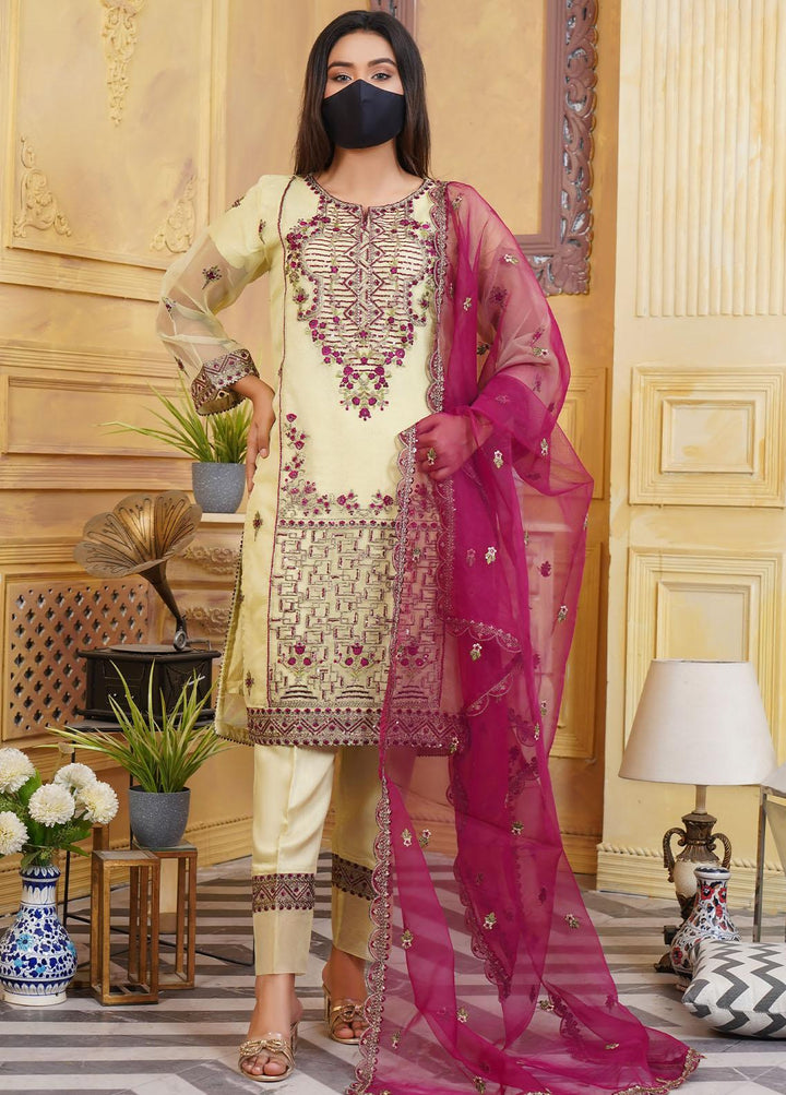 Bint-al-Bilaad Pret  Organza 3 Piece Suit BAB23ED Light Green 2025
