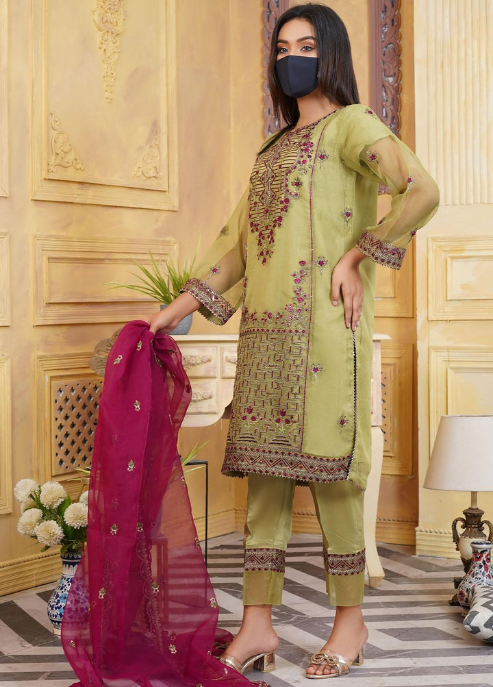 Bint-al-Bilaad Pret  Organza 3 Piece Suit BAB23ED Green 2025