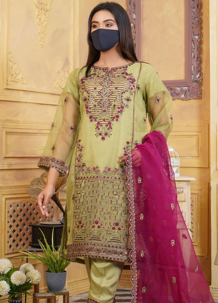 Bint-al-Bilaad Pret  Organza 3 Piece Suit BAB23ED Green 2025