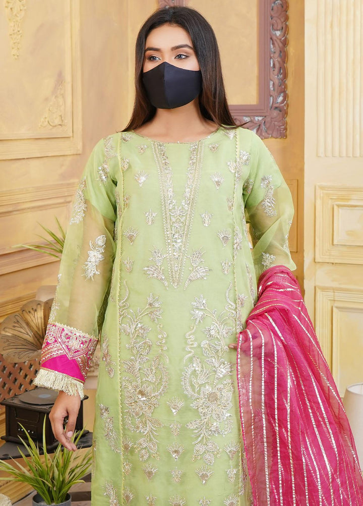 Bint-al-Bilaad Pret  Organza 3 Piece Suit BAB23ED Light Green 2033