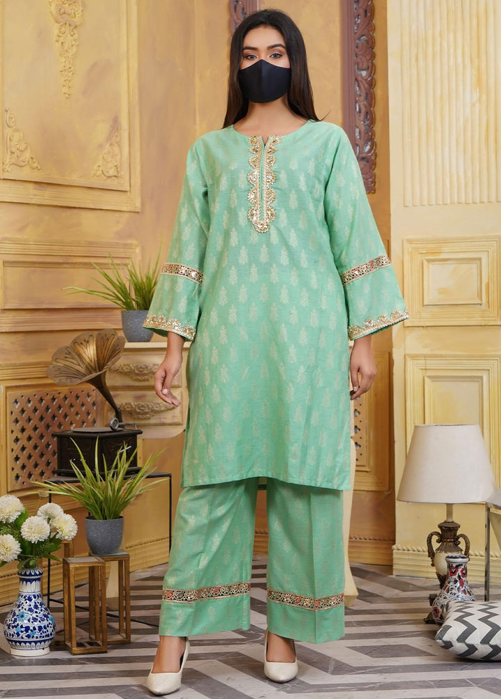 Bint-al-Bilaad Pret  Jacquard 2 Piece Suit BAB23ED Green 3036