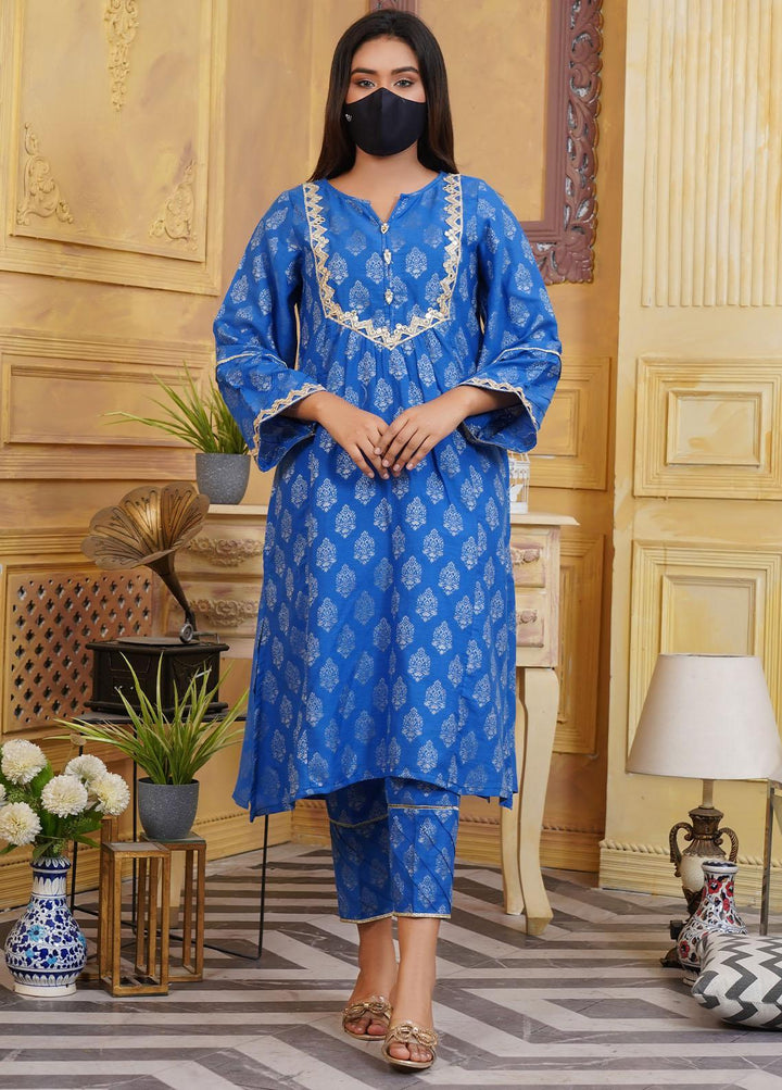 Bint-al-Bilaad Pret  Jacquard 2 Piece Suit BAB23ED Blue 3040
