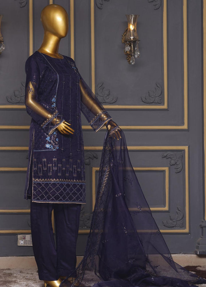 Bint-al-Bilaad Pret  Organza 3 Piece Suit BAB23PF 2024 (Navy blue)