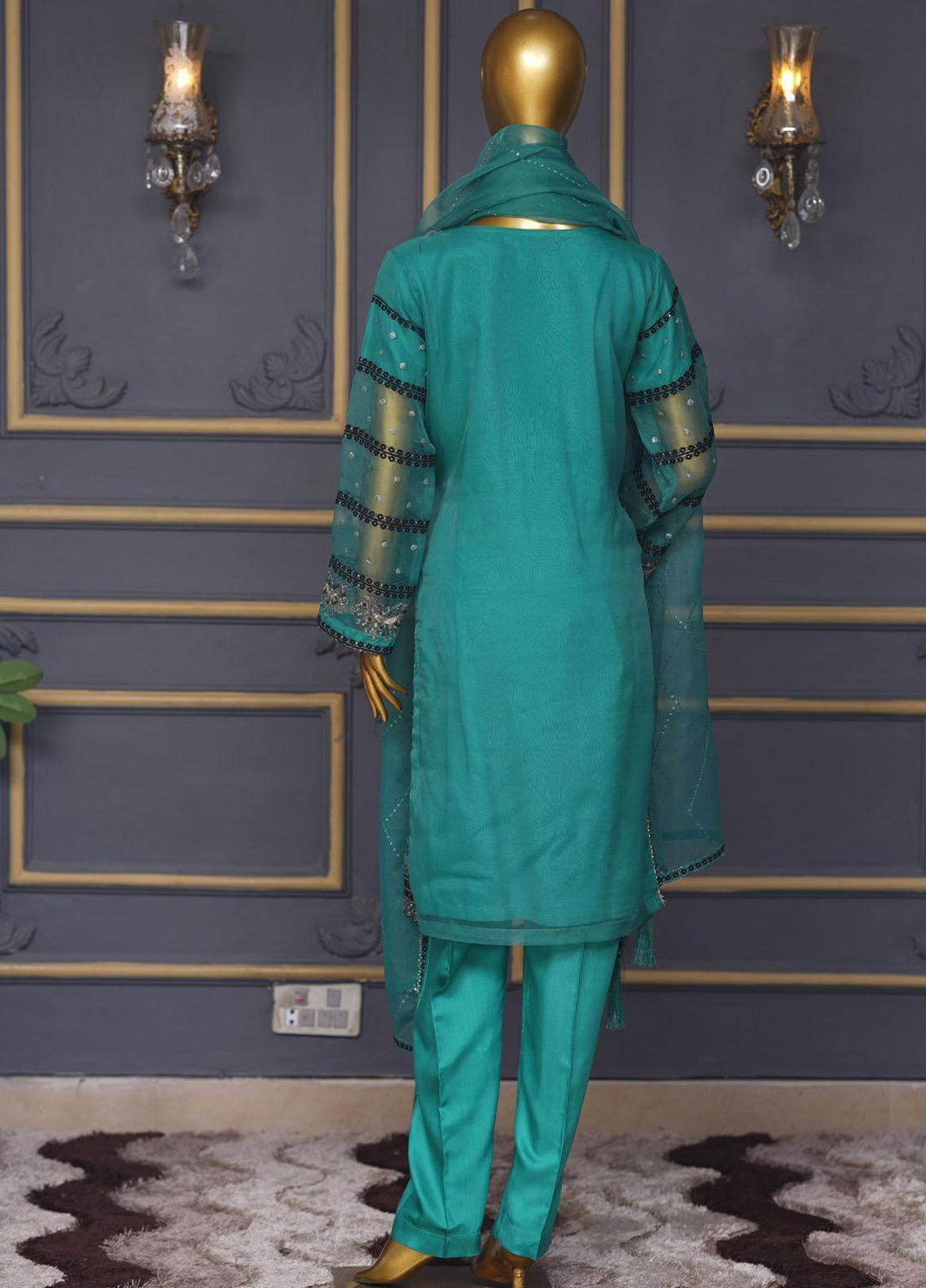 Bint-al-Bilaad Pret  Organza 3 Piece Suit BAB23PF 2026 (Ferozi)