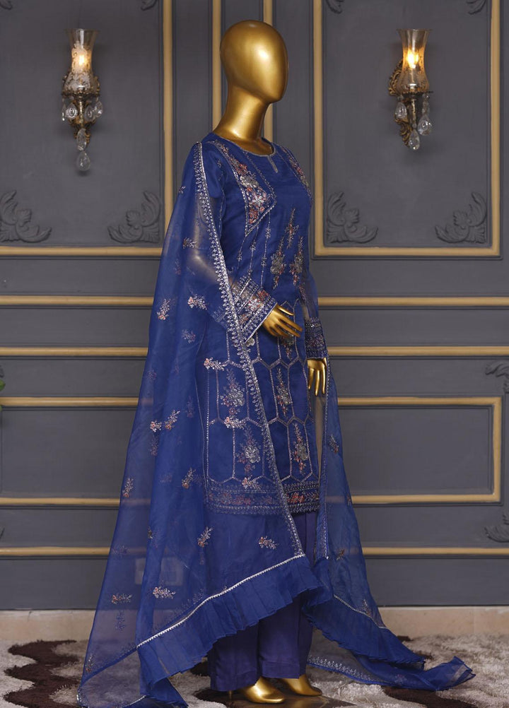 Bint-al-Bilaad Pret  Organza 3 Piece Suit BAB23PF 2027 (Royal Blue)