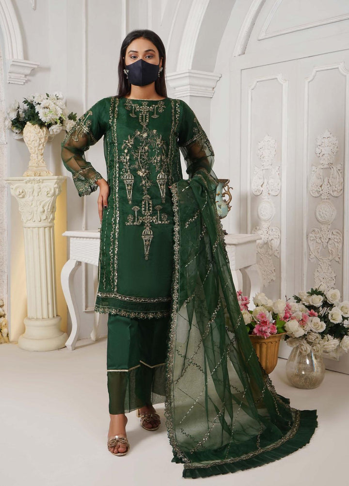 Bint-al-Bilaad Pret  Organza 3 Piece Suit BAB23PF 2028-(Green)