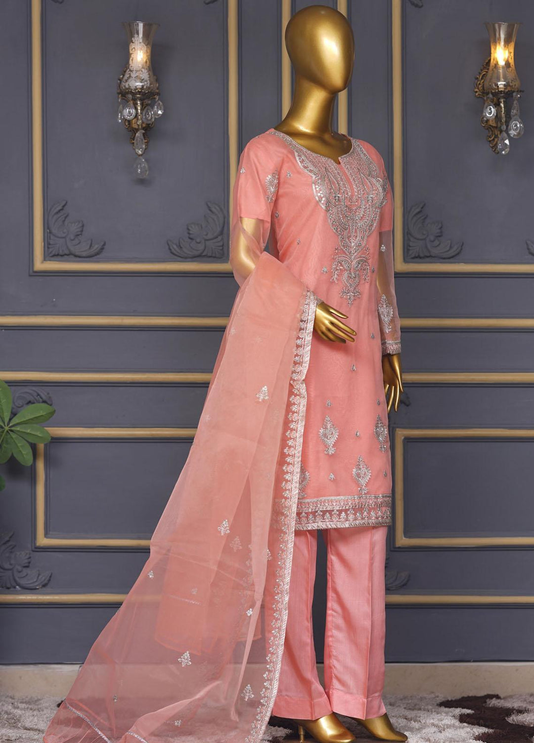 Bint-al-Bilaad Pret  Organza 3 Piece Suit BAB23PF 2030 (Peach)