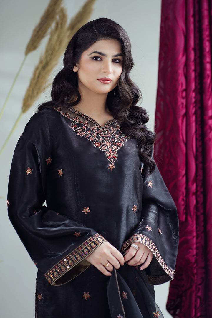 Reeza's Unstitched Embroidered Silk 3 Piece Black - Festive Collection