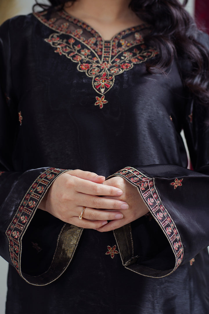 Reeza's Unstitched Embroidered Silk 3 Piece Black - Festive Collection