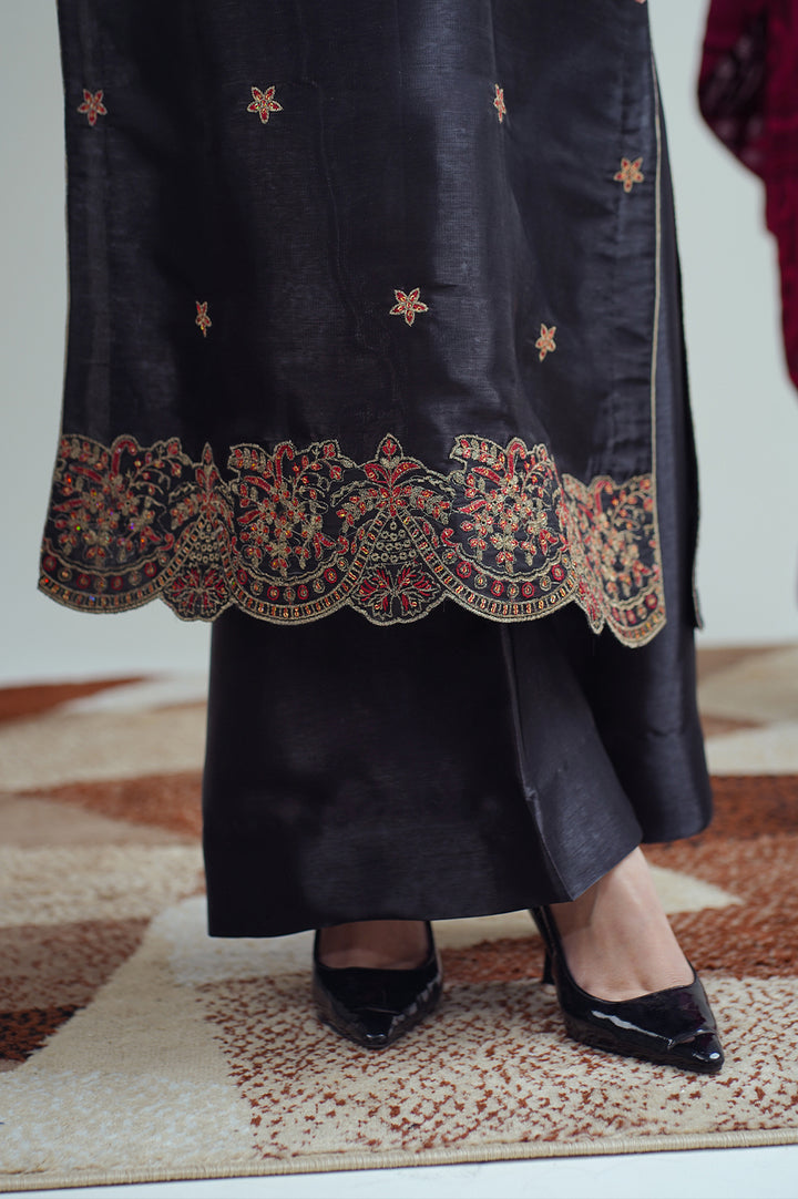 Reeza's Unstitched Embroidered Silk 3 Piece Black - Festive Collection