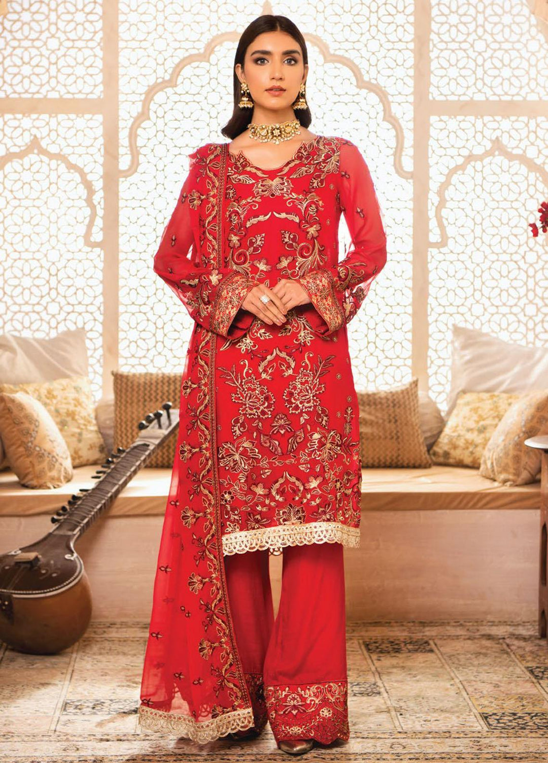 Blanche Fashion Embroidered Chiffon Suits Unstitched 3 Piece BLF22C BLC-02 - Luxury Festive Collection