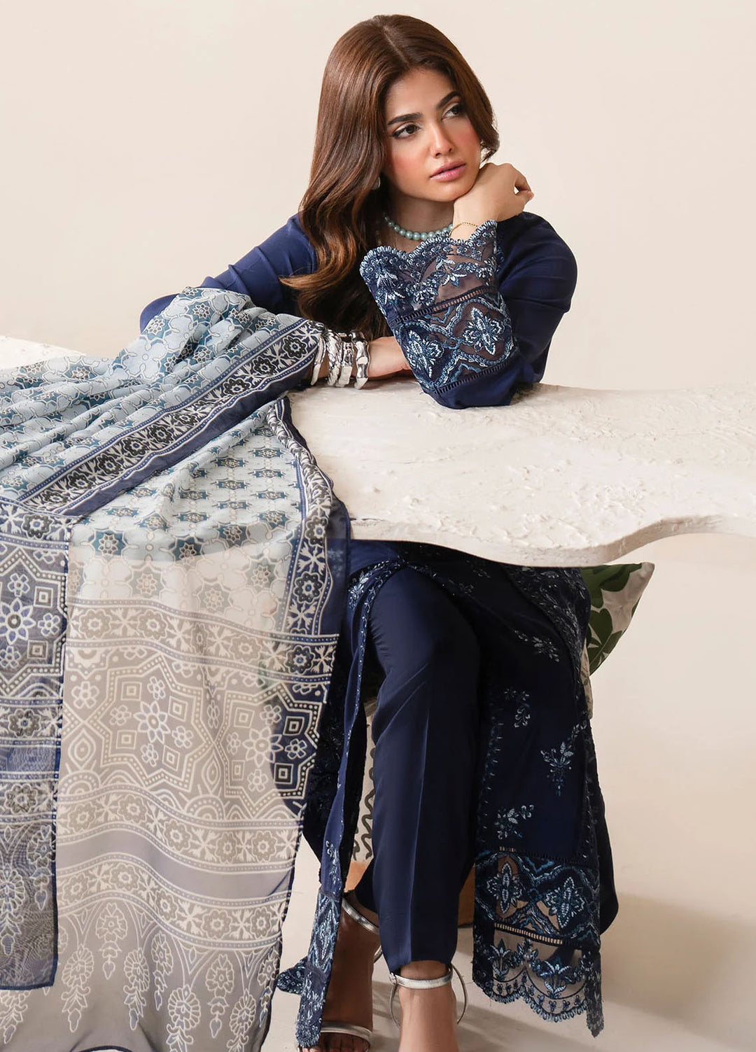 Bloom Core by Imrozia Pret Embroidered Viscose 3 Piece Suit IP-167 Bluembell
