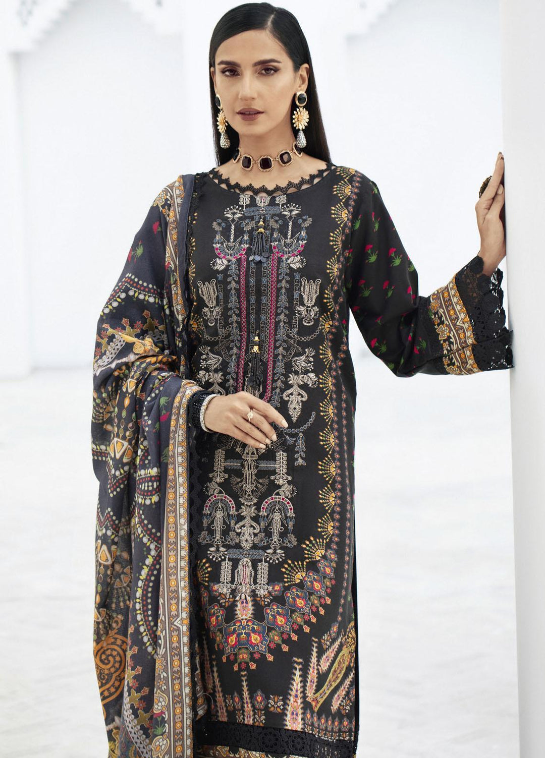 Blossom By Lala Textiles Embroidered Linen Suits Unstitched 3 Piece LT23B Pansy  - Winter Collection