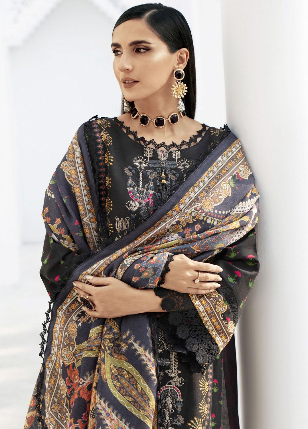 Blossom By Lala Textiles Embroidered Linen Suits Unstitched 3 Piece LT23B Pansy  - Winter Collection