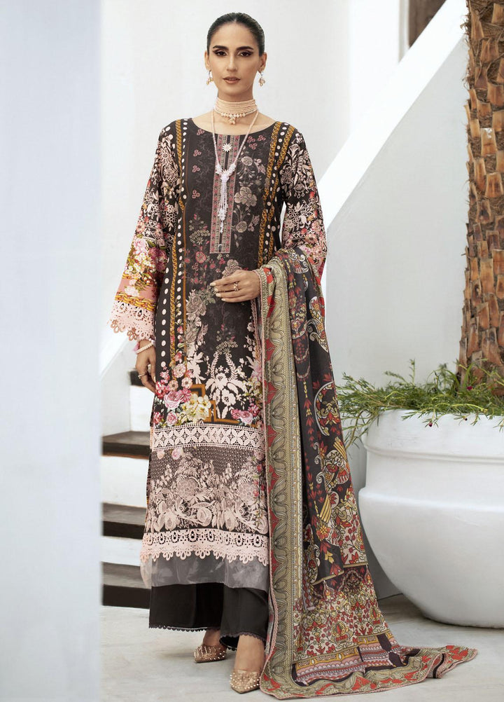 Blossom By Lala Textiles Embroidered Linen Suits Unstitched 3 Piece LT23B Saffron  - Winter Collection