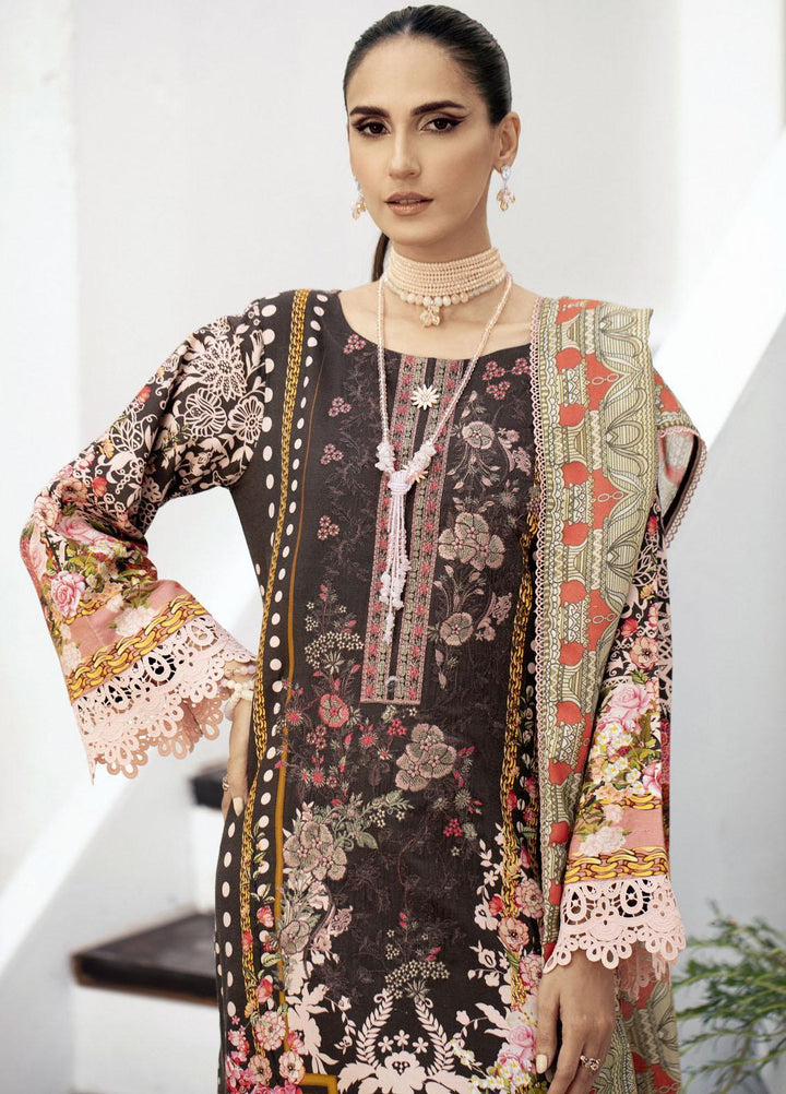 Blossom By Lala Textiles Embroidered Linen Suits Unstitched 3 Piece LT23B Saffron  - Winter Collection