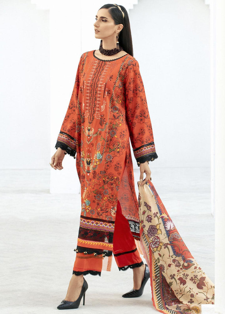 Blossom By Lala Textiles Embroidered Linen Suits Unstitched 3 Piece LT23B Zinnia - Winter Collection