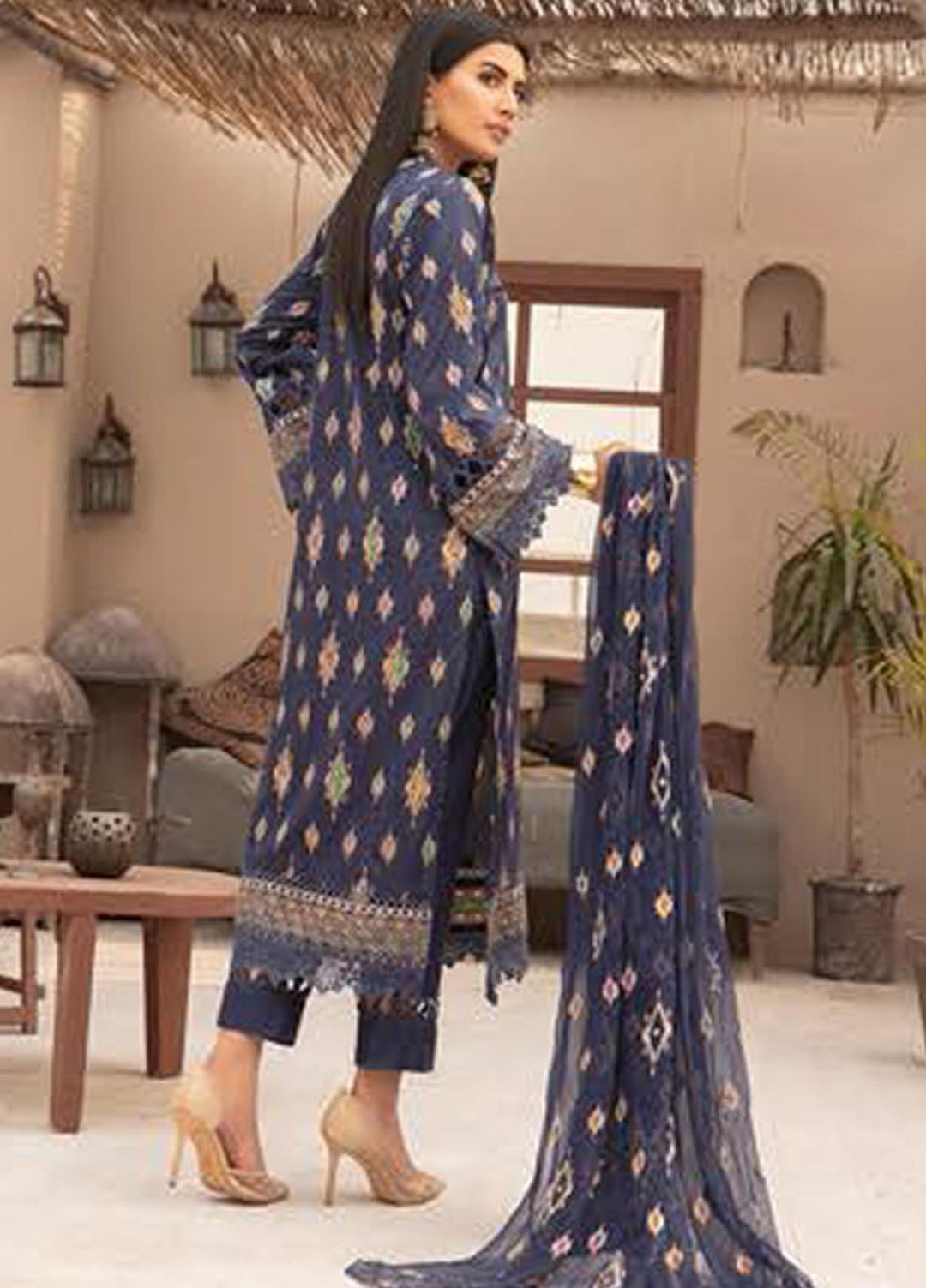 Blossom by Riaz Arts Embroidered Lawn Suits Unstitched 3 Piece RA21BE BL-08 - Summer Collection