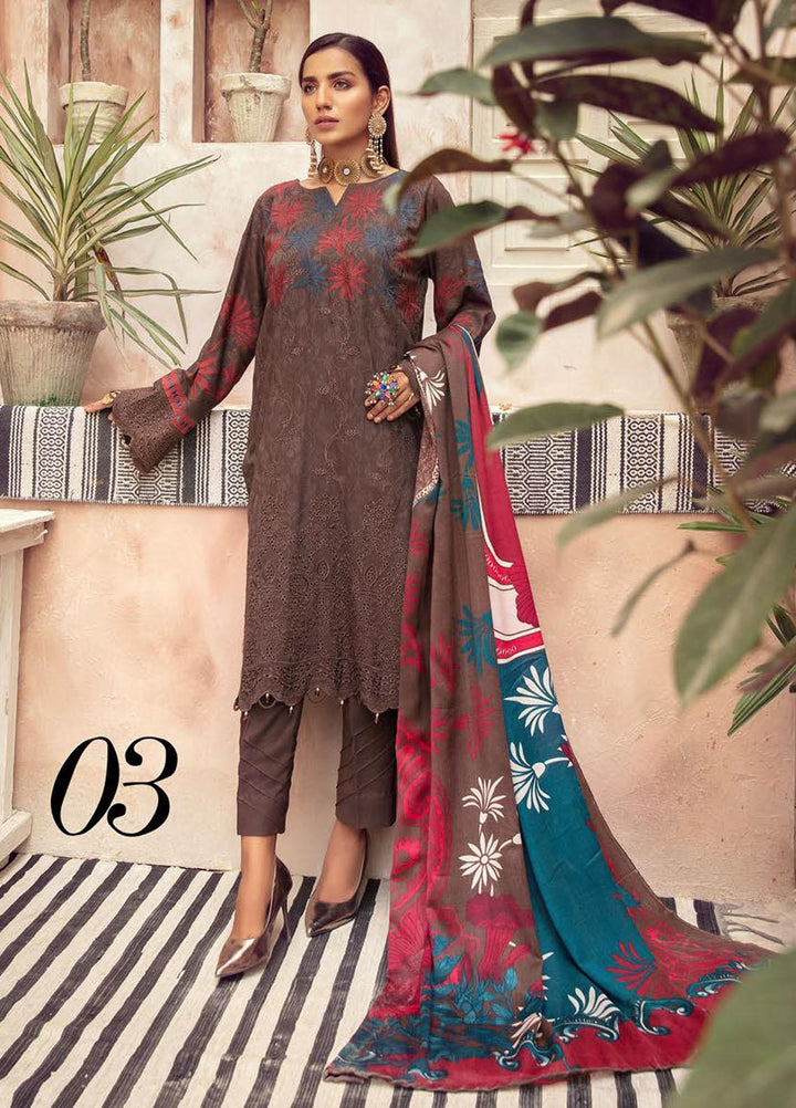 Blossom by Riaz Arts Embroidered Peach Leather Suits Unstitched 3 Piece RA21BP D-03 - Winter Collection
