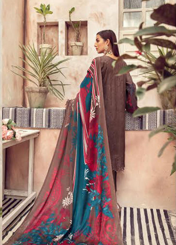 Blossom by Riaz Arts Embroidered Peach Leather Suits Unstitched 3 Piece RA21BP D-03 - Winter Collection