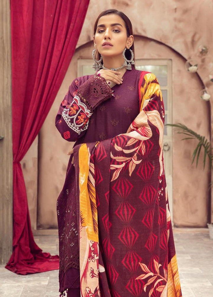 Blossom by Riaz Arts Embroidered Peach Leather Suits Unstitched 3 Piece RA21BP D-04 - Winter Collection