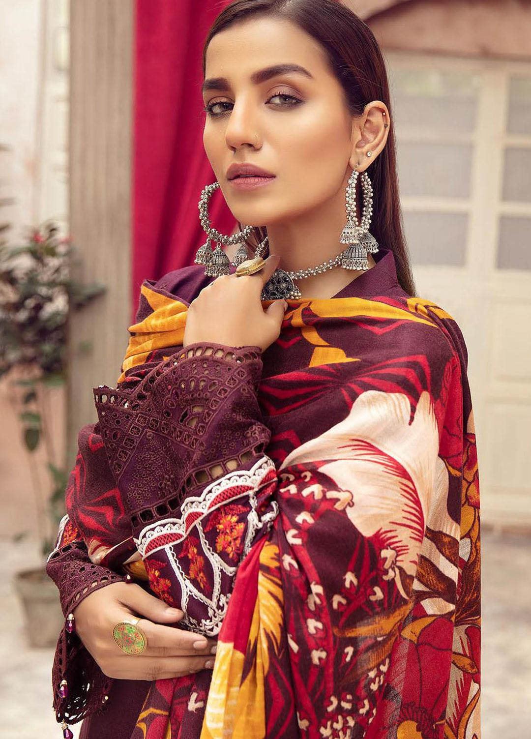 Blossom by Riaz Arts Embroidered Peach Leather Suits Unstitched 3 Piece RA21BP D-04 - Winter Collection