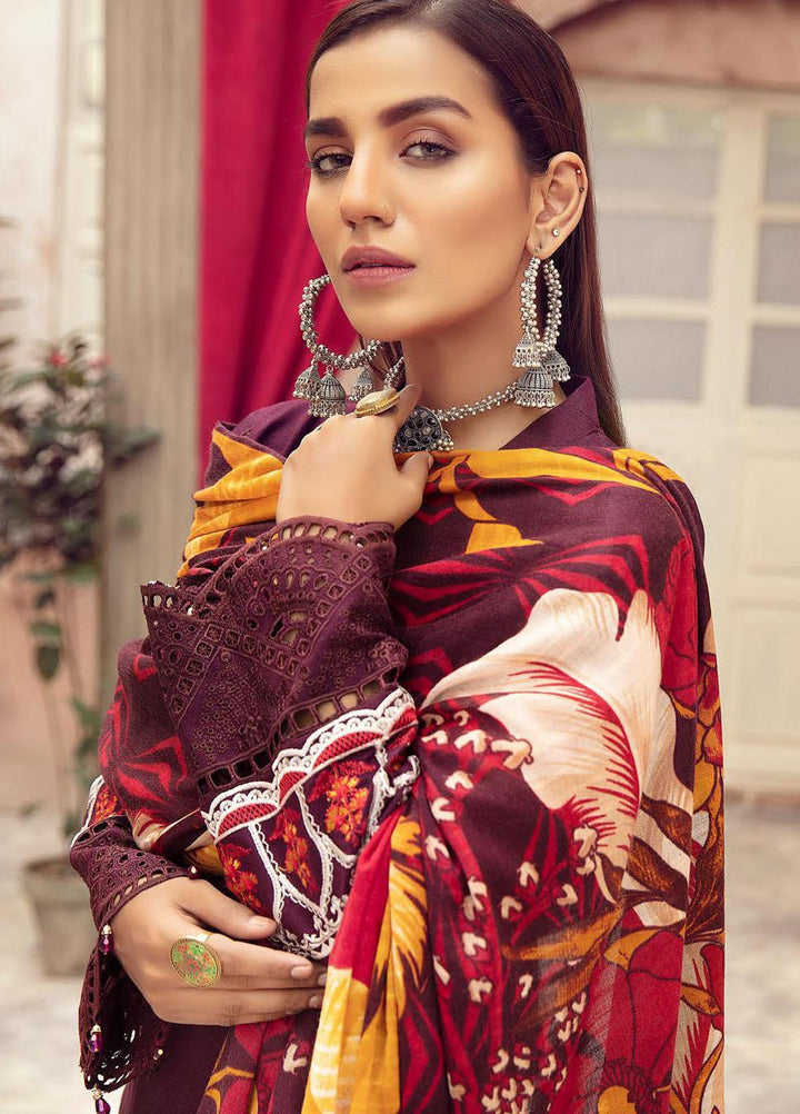 Blossom by Riaz Arts Embroidered Peach Leather Suits Unstitched 3 Piece RA21BP D-04 - Winter Collection
