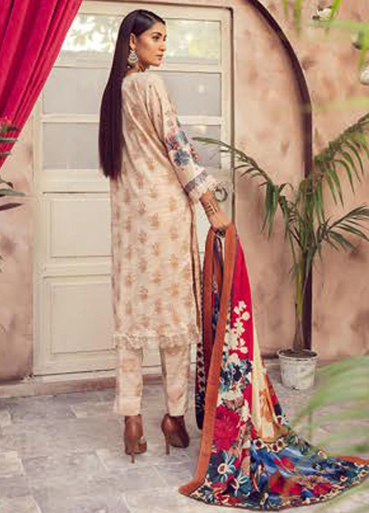 Blossom by Riaz Arts Embroidered Peach Leather Suits Unstitched 3 Piece RA21BP D-05 - Winter Collection