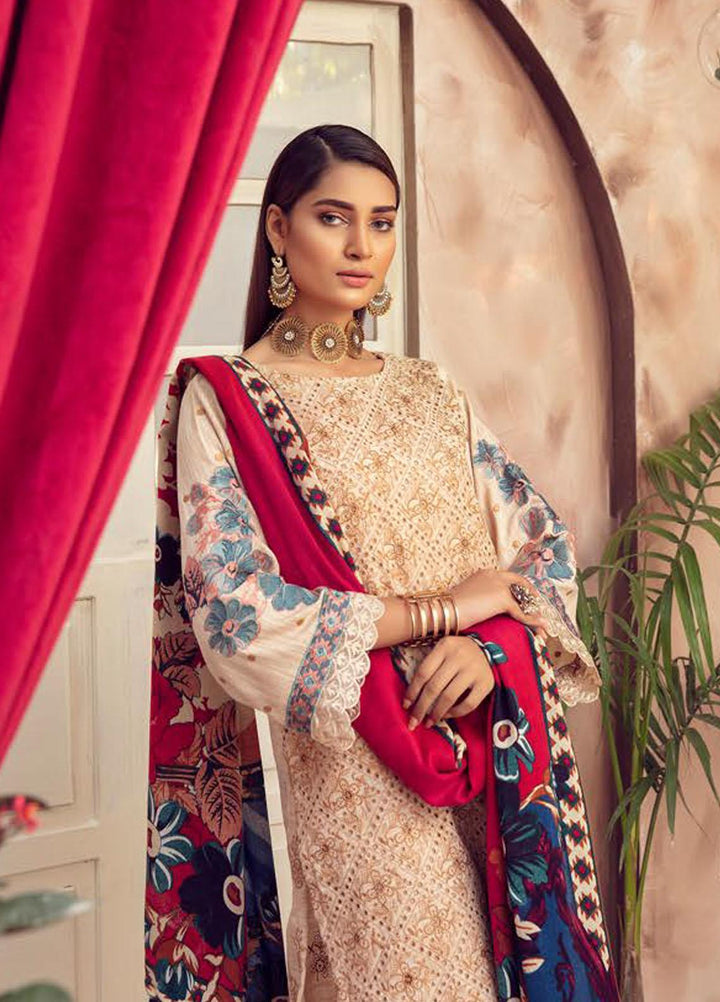 Blossom by Riaz Arts Embroidered Peach Leather Suits Unstitched 3 Piece RA21BP D-05 - Winter Collection