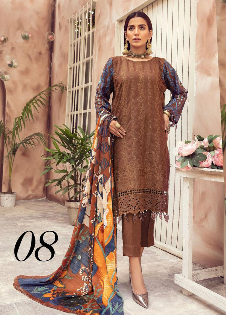 Blossom by Riaz Arts Embroidered Peach Leather Suits Unstitched 3 Piece RA21BP D-08 - Winter Collection