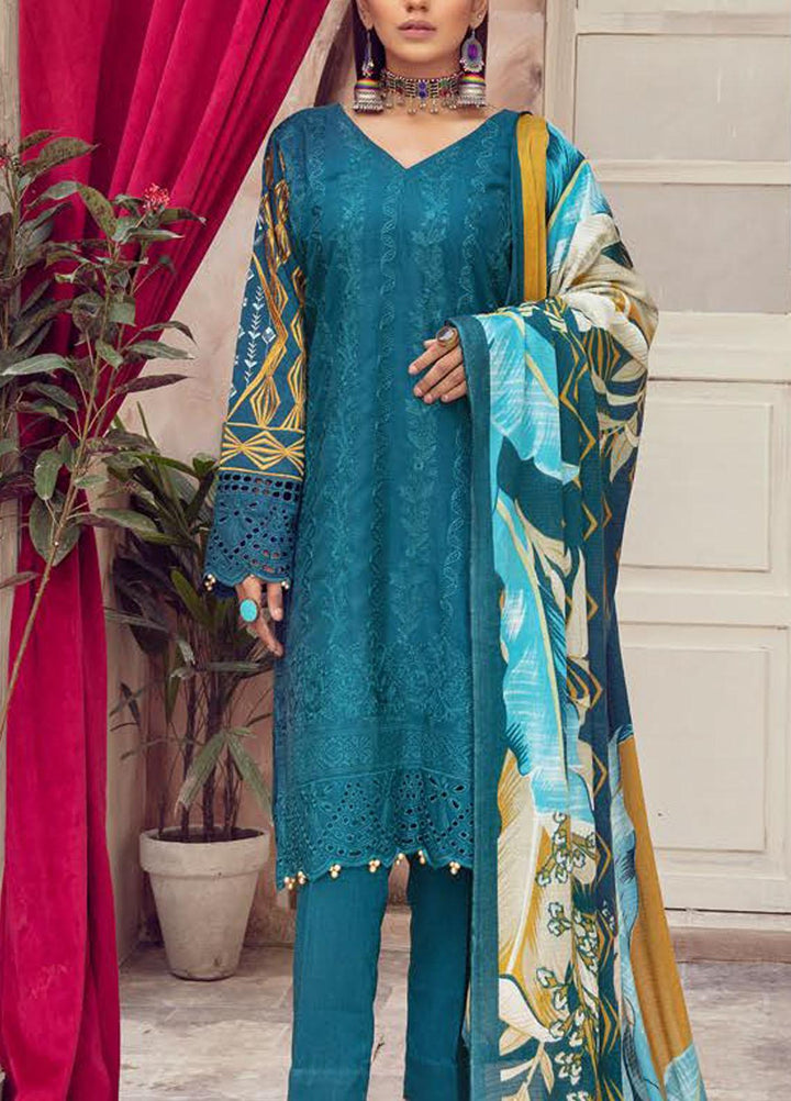 Blossom by Riaz Arts Embroidered Peach Leather Suits Unstitched 3 Piece RA21BP D-09 - Winter Collection