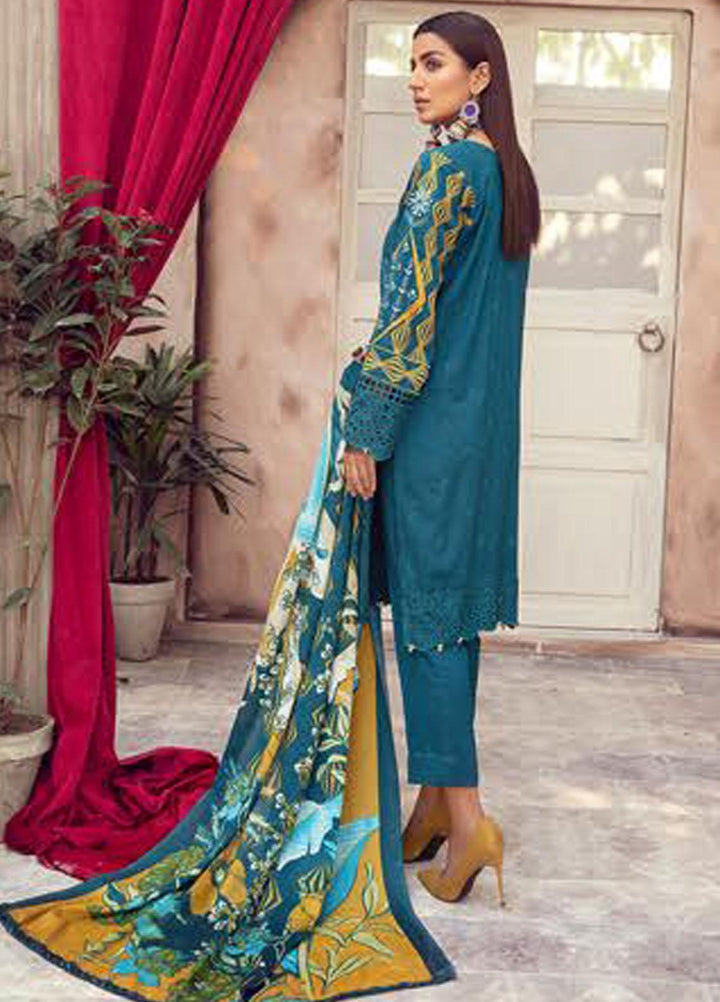 Blossom by Riaz Arts Embroidered Peach Leather Suits Unstitched 3 Piece RA21BP D-09 - Winter Collection