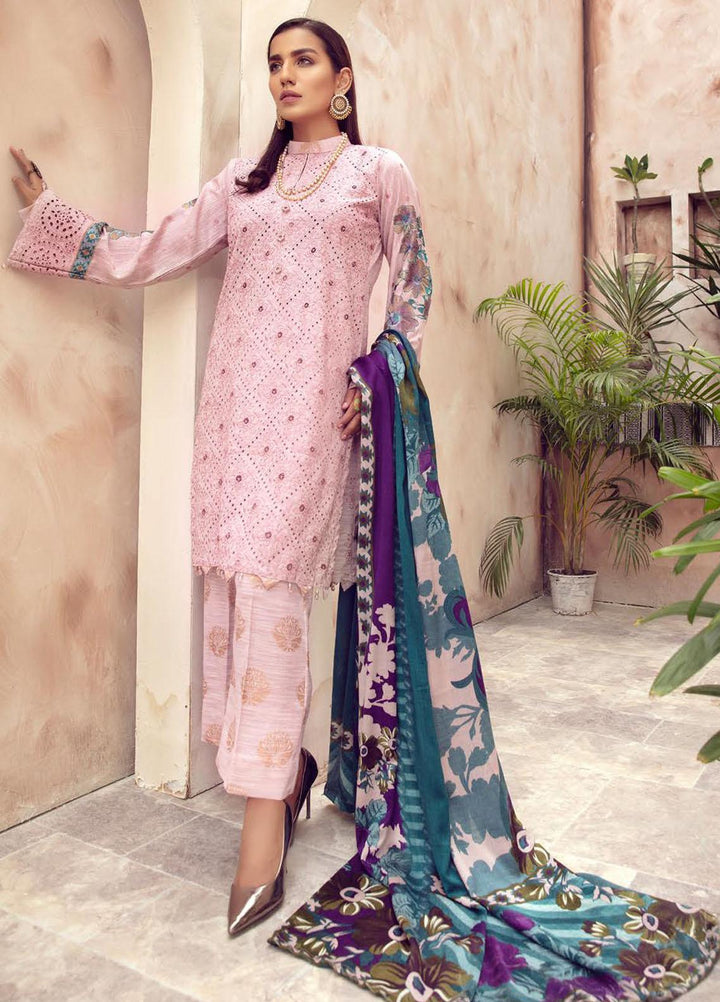 Blossom by Riaz Arts Embroidered Peach Leather Suits Unstitched 3 Piece RA21BP D-10 - Winter Collection