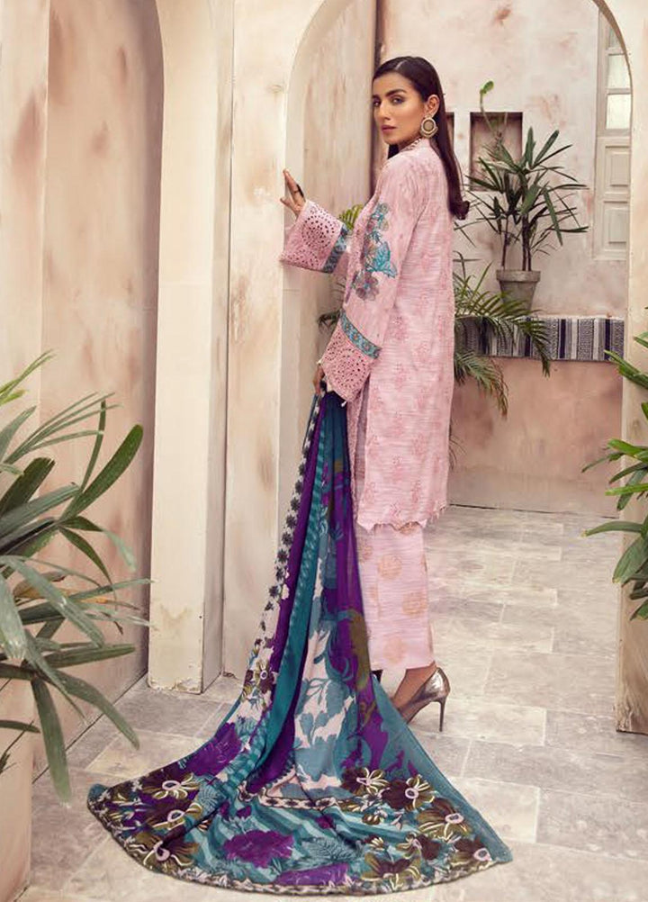 Blossom by Riaz Arts Embroidered Peach Leather Suits Unstitched 3 Piece RA21BP D-10 - Winter Collection